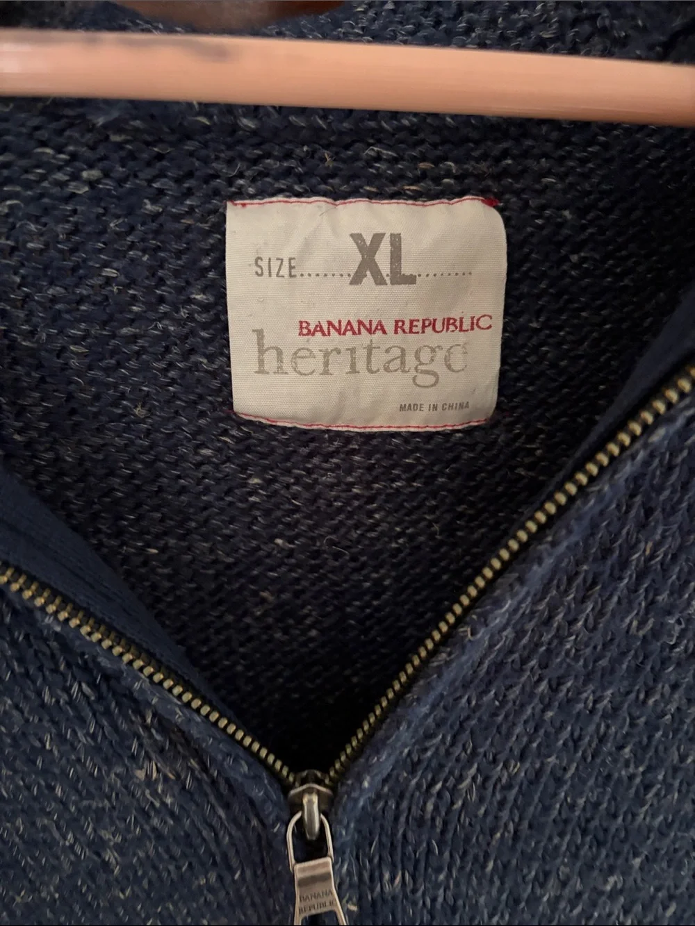 Banana Republic Vintage Men's Navy Full Zip Knit Sweater